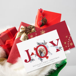 ベビー初めてのクリスマスポインセチア松フローラ写真 シーズンカード