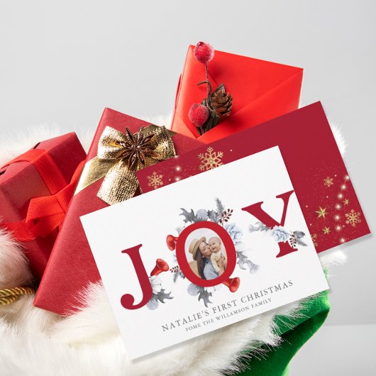 ベビー初めてのクリスマスポインセチア松フローラ写真 シーズンカード