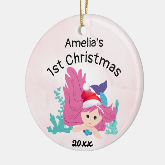 ベビー初めてのクリスマスマーメイド2023ピンクカスタム セラミックオーナメント (左)