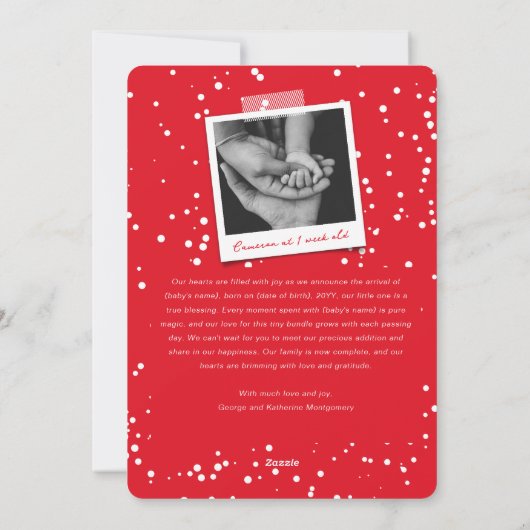 ベビー初めてのクリスマスミニキスカワイトフォト誕生 シーズンカード (裏面)