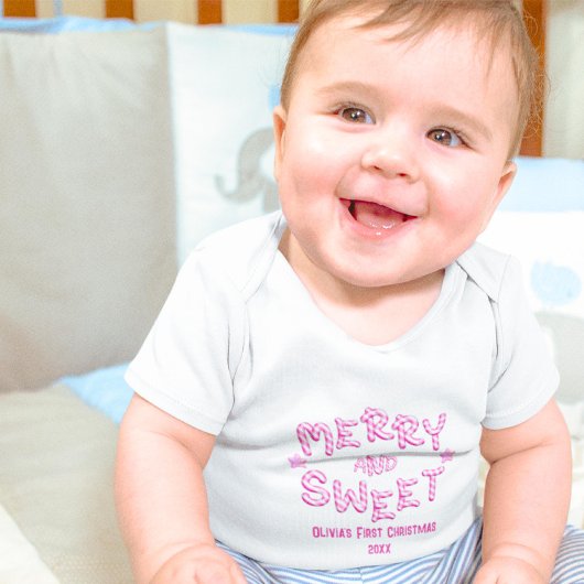 ベビー初めてのクリスマスメリーとスウィートキャンディーケーン ベビーボディスーツ