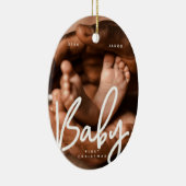 ベビー初めてのクリスマスモダンエレガントシック写真 セラミックオーナメント (右)