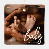 ベビー初めてのクリスマスモダンエレガントシック写真 セラミックオーナメント (裏面)