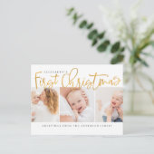 ベビー初めてのクリスマスモダンシンプルシック写真 シーズンポストカード (スタンド正面)