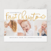 ベビー初めてのクリスマスモダンシンプルシック写真 シーズンポストカード (正面)