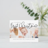 ベビー初めてのクリスマスモダンシンプルシック写真 シーズンポストカード (スタンド正面)