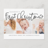 ベビー初めてのクリスマスモダンシンプルシック写真 シーズンポストカード (正面)