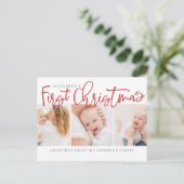 ベビー初めてのクリスマスモダンシンプルシック写真 シーズンポストカード (スタンド正面)