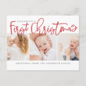 ベビー初めてのクリスマスモダンシンプルシック写真 シーズンポストカード (正面)