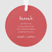 ベビー初めてのクリスマスモダンフォトベビー詳細 オーナメント (裏面)