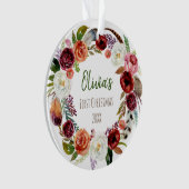 ベビー初めてのクリスマスモダンフローラ写真 オーナメント (正面)