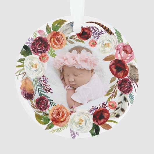 ベビー初めてのクリスマスモダンフローラ写真 オーナメント (裏面)