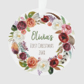 ベビー初めてのクリスマスモダンフローラ写真 オーナメント (正面)