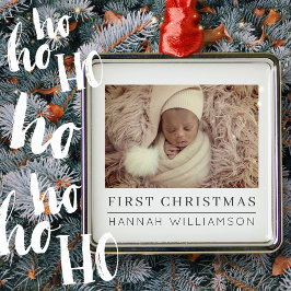 ベビー初めてのクリスマスモダンミニマル写真 メタルオーナメント