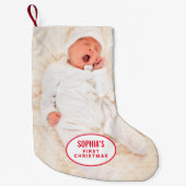 ベビー初めてのクリスマスモノグラム名写真 スモールクリスマスストッキング (正面)