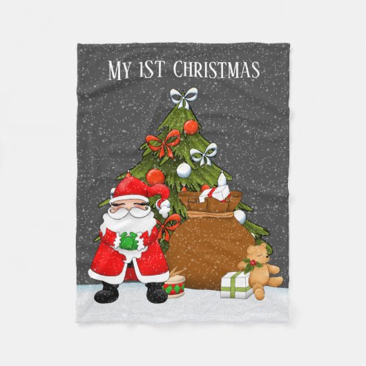 ベビー初めてのクリスマスユニセックスサンタホリデイ フリースブランケット (正面)