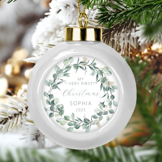 ベビー初めてのクリスマスユーカリリース セラミックボールオーナメント