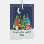 ベビー初めてのクリスマスライトウォーターカラー格言スカイ ガラスオーナメント (正面右)