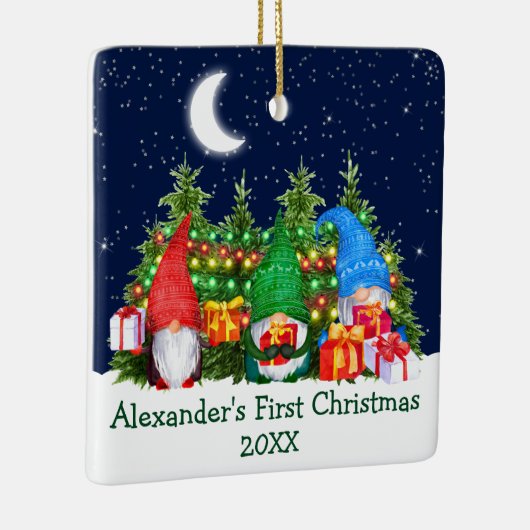 ベビー初めてのクリスマスライトウォーターカラー格言スカイ セラミックオーナメント (右)