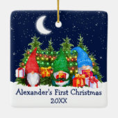 ベビー初めてのクリスマスライトスカイウォーターカラー格言 セラミックオーナメント (裏面)