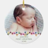 ベビー初めてのクリスマスライトテディベアフォト セラミックオーナメント (裏面)
