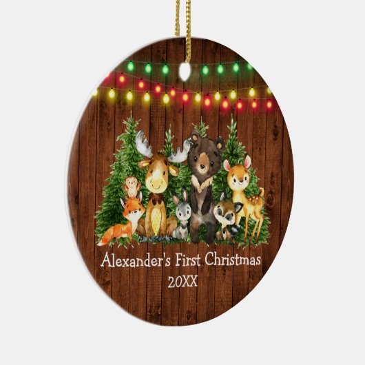 ベビー初めてのクリスマスライトフォレストアニマル素朴ト セラミックオーナメント (右)