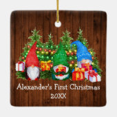 ベビー初めてのクリスマスライト格言スクエア セラミックオーナメント (裏面)