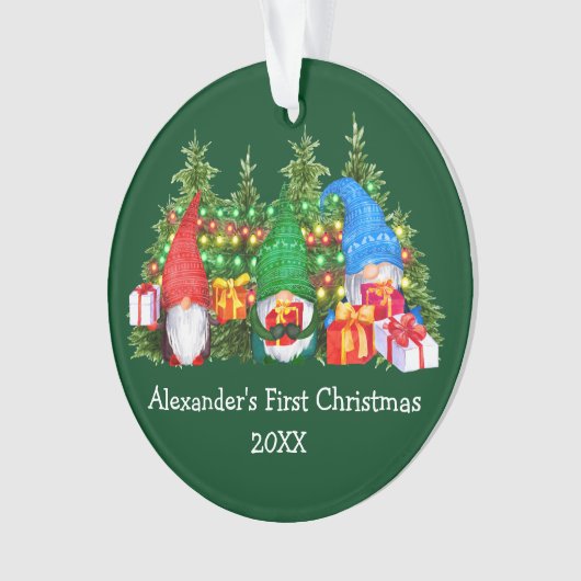 ベビー初めてのクリスマスライト格言緑 オーナメント (正面)