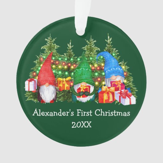 ベビー初めてのクリスマスライト格言緑 オーナメント (正面)