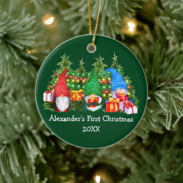 ベビー初めてのクリスマスライト格言緑 セラミックオーナメント