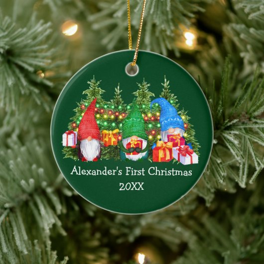 ベビー初めてのクリスマスライト格言緑 セラミックオーナメント (ツリー)