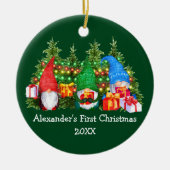 ベビー初めてのクリスマスライト格言緑 セラミックオーナメント (正面)