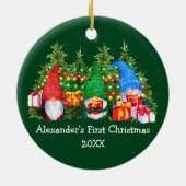 ベビー初めてのクリスマスライト格言緑 セラミックオーナメント (裏面)