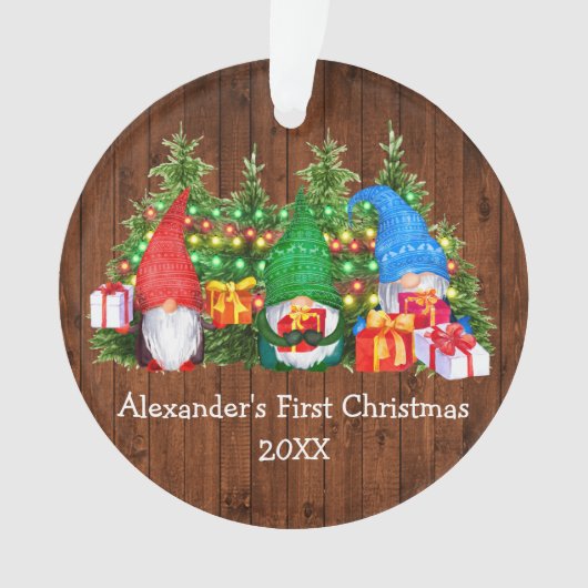 ベビー初めてのクリスマスライト格言 素朴 オーナメント (正面)