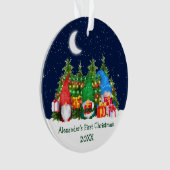 ベビー初めてのクリスマスライト水色格言スカイ オーナメント (正面)