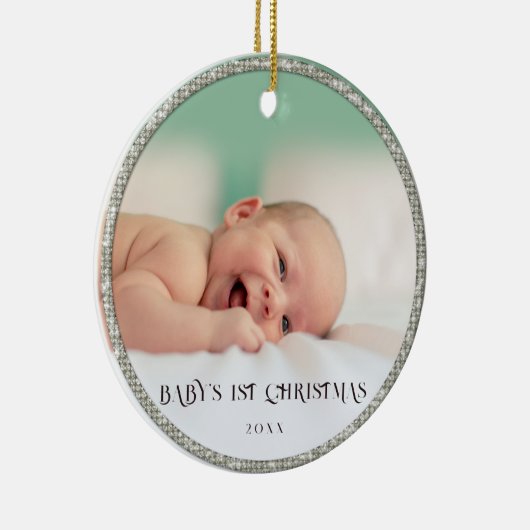 ベビー初めてのクリスマスラインストーンフレームスノーフレーク セラミックオーナメント (右)