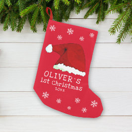 ベビー初めてのクリスマスレッドサンタハットスノーフレーク スモールクリスマスストッキング