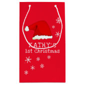 ベビー初めてのクリスマスレッドサンタハットスノーフレーク スモールペーパーバッグ (裏面)