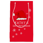ベビー初めてのクリスマスレッドサンタハットスノーフレーク スモールペーパーバッグ (正面)