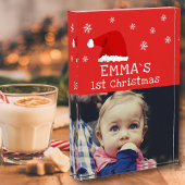 ベビー初めてのクリスマスレッドサンタハットスノーフレーク フォトブロック