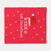 ベビー初めてのクリスマスレッドサンタハットスノーフレーク フリースブランケット (正面(横))