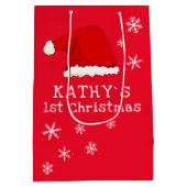 ベビー初めてのクリスマスレッドサンタハットスノーフレーク ミディアムペーパーバッグ (裏面)