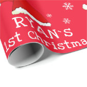 ベビー初めてのクリスマスレッドサンタハットスノーフレーク ラッピングペーパー (ロールコーナー)