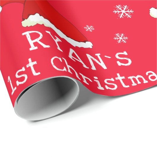 ベビー初めてのクリスマスレッドサンタハットスノーフレーク ラッピングペーパー (ロールコーナー)