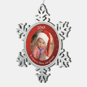 ベビー初めてのクリスマスレッドフォトスノーフレーク スノーフレークピューターオーナメント (右)