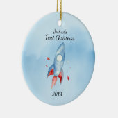 「ベビー初めてのクリスマスロケットパーソナライズされた セラミックオーナメント (右)