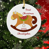 ベビー初めてのクリスマスロッキングホースオーナメント セラミックオーナメント