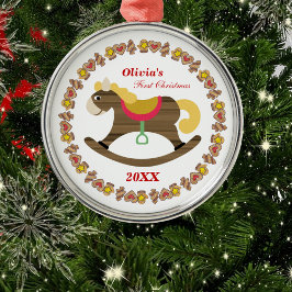 ベビー初めてのクリスマスロッキングホースオーナメント メタルオーナメント