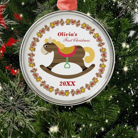ベビー初めてのクリスマスロッキングホースオーナメント メタルオーナメント
