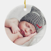 ベビー初めてのクリスマスヴィンテージレッドスノーフレーク セラミックオーナメント (裏面)